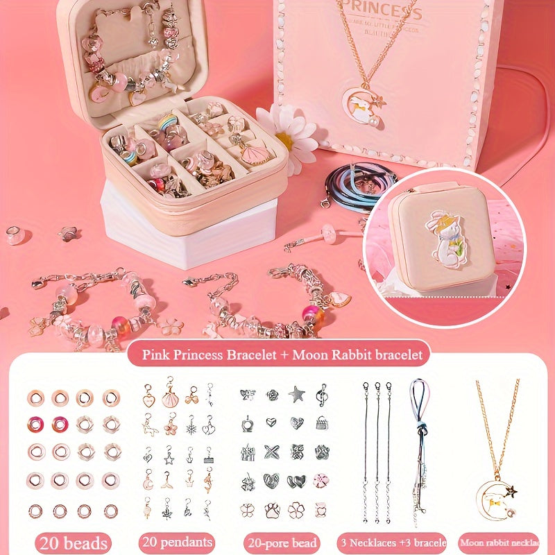 DIY handmade beaded bracelet Girl's birthday gift box set Pink