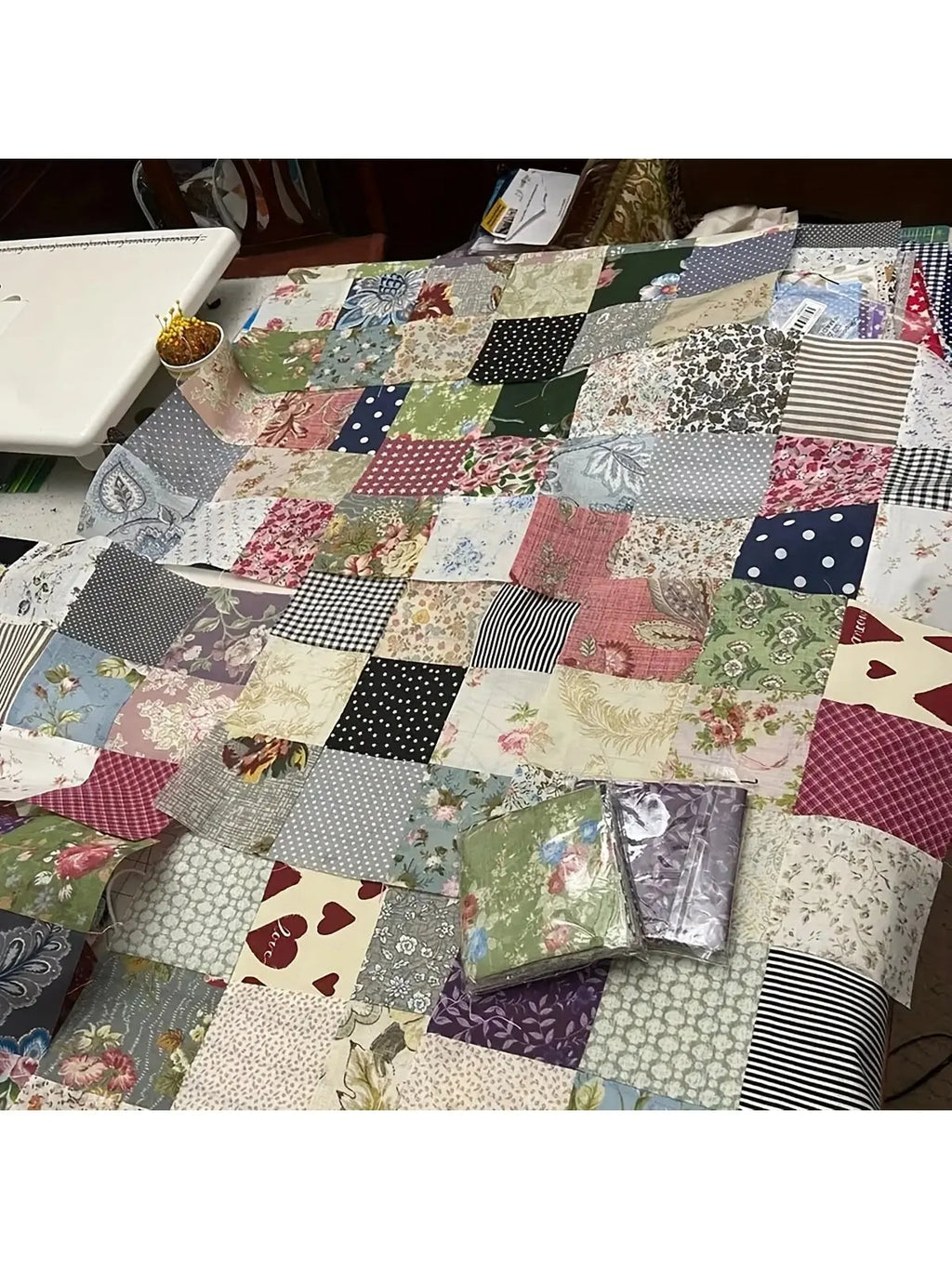 100PCS dark fabric tissue stitching patch process Quilted fabric patch sewing DIY process