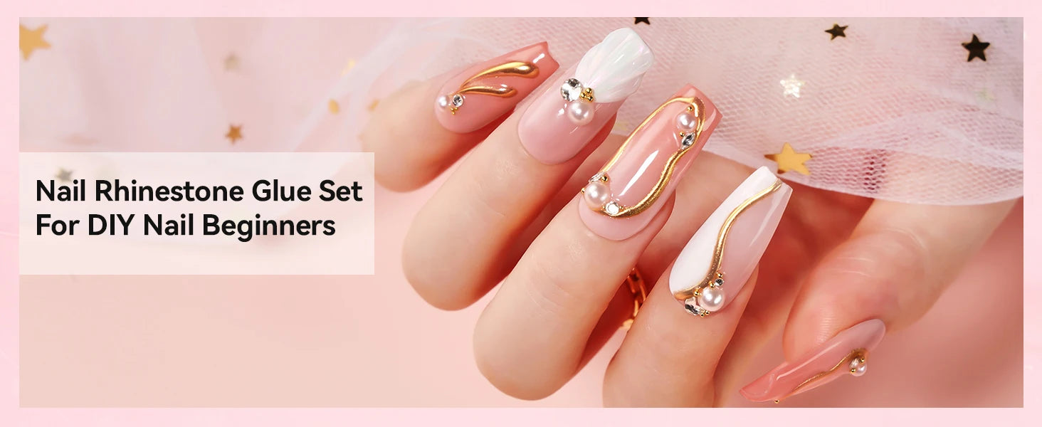Nail Rhinestone Glue Set - for 3D Art Design Super Strong Adhesive