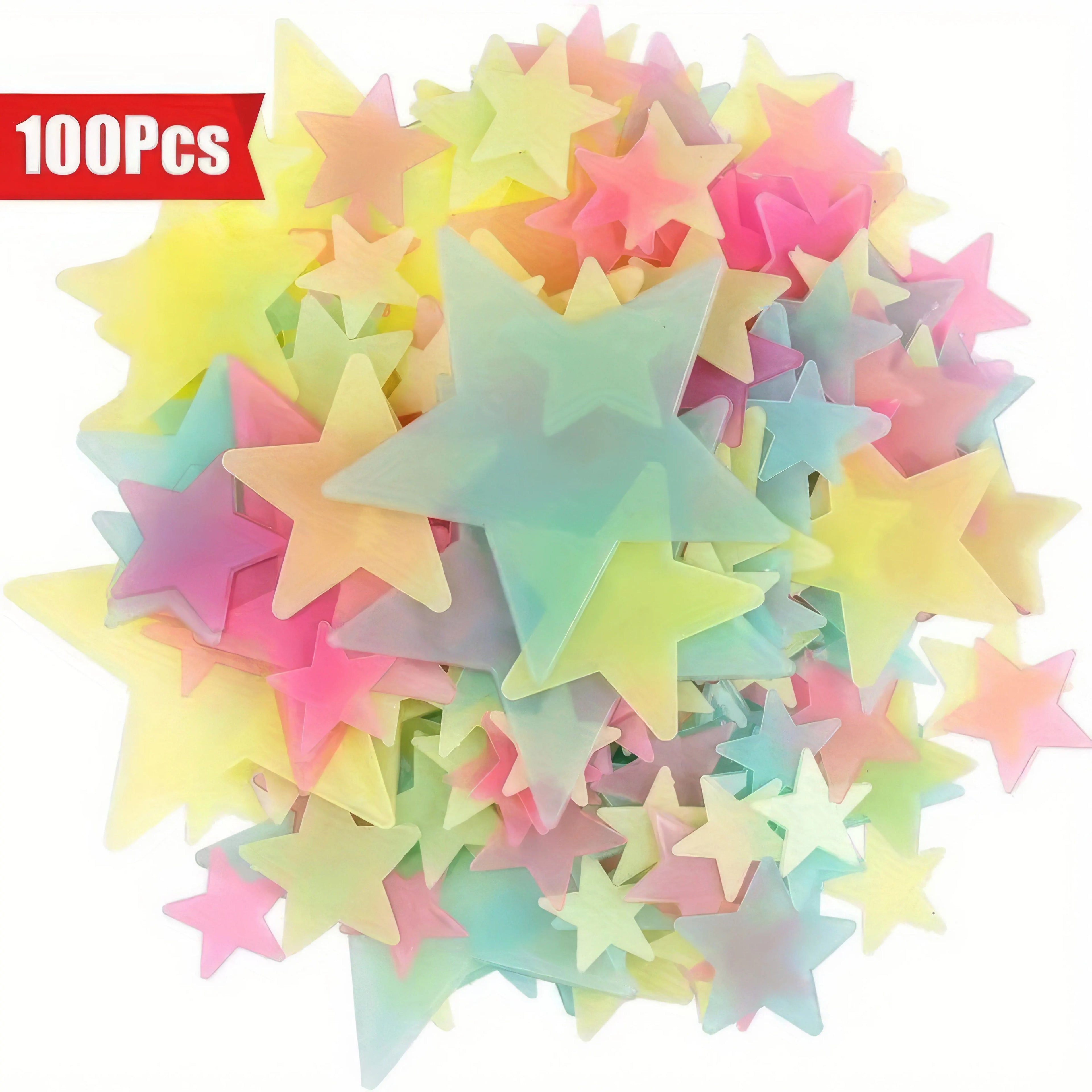 100 Luminous Star Stickers for Ceiling and Room Decoration, Home Art, and Easy To Hang Holiday Decorations