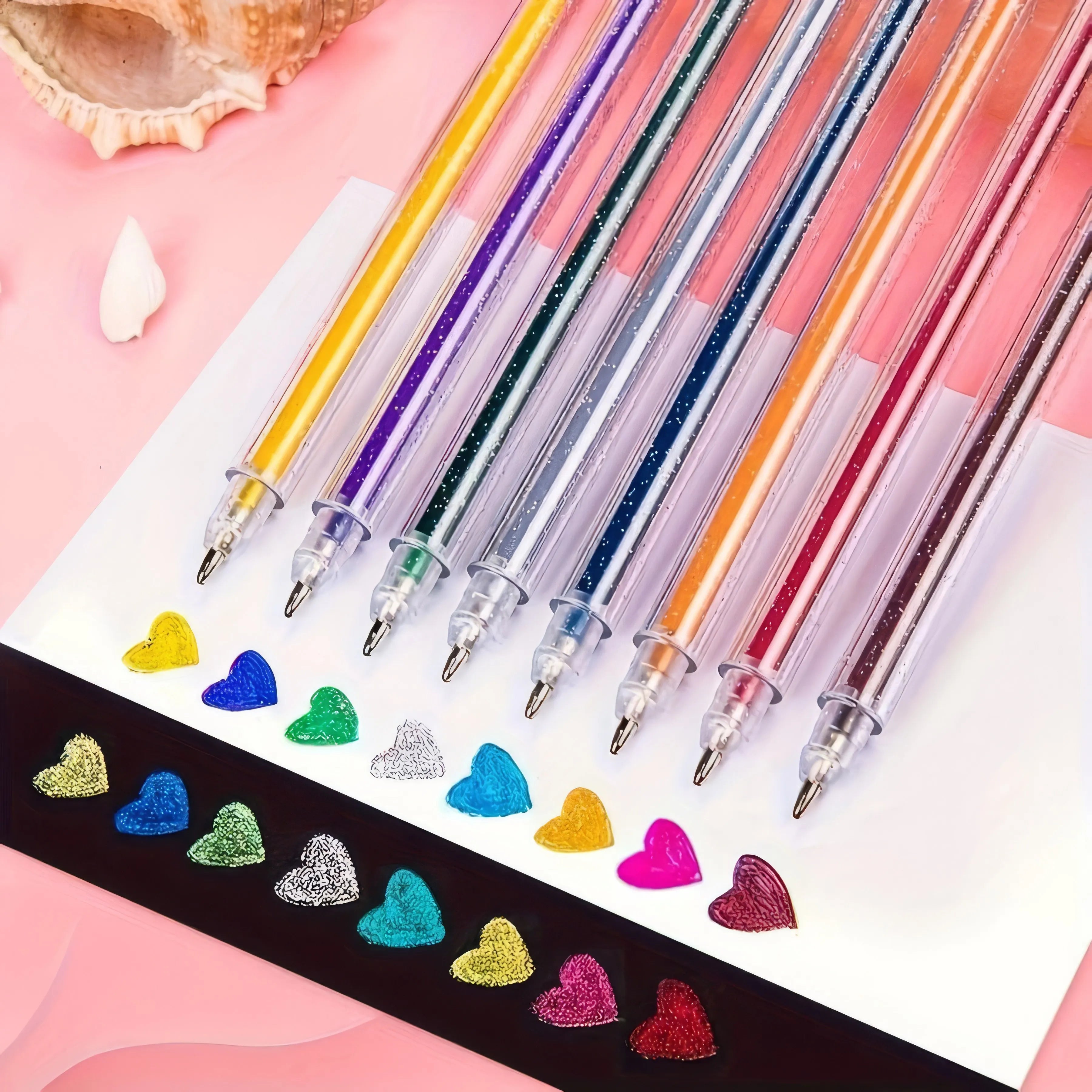 Glitter Gel Pens Set - 8 Pack ,Metallic Markers Kids Coloring