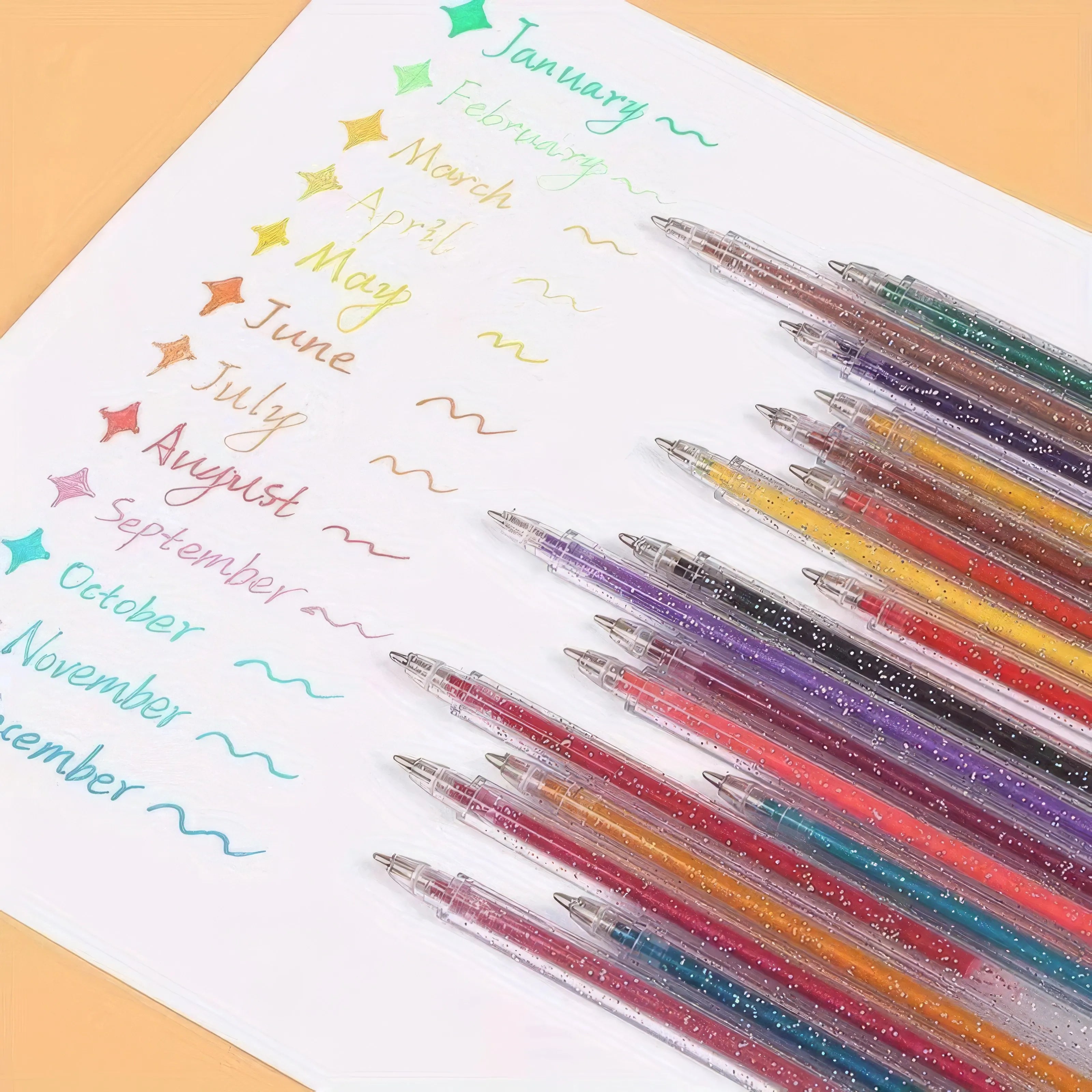 Glitter Gel Pens Set - 8 Pack ,Metallic Markers Kids Coloring