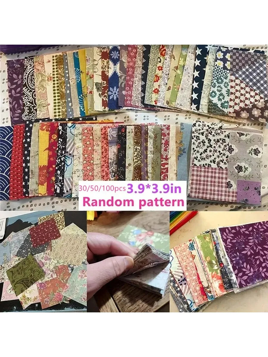 100PCS dark fabric tissue stitching patch process Quilted fabric patch sewing DIY process