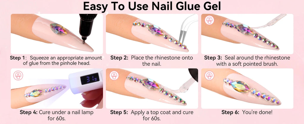 Nail Rhinestone Glue Set - for 3D Art Design Super Strong Adhesive