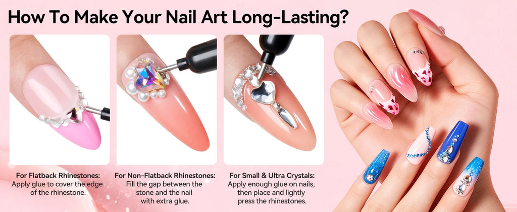 Nail Rhinestone Glue Set - for 3D Art Design Super Strong Adhesive