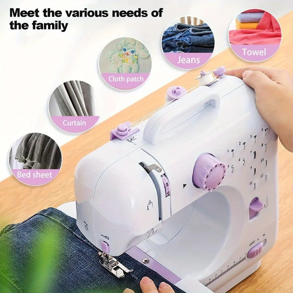 Electric Sewing Machine with Extension Table, Foot Pedal, Light, 12 Built-in Stitches and 2 Speeds