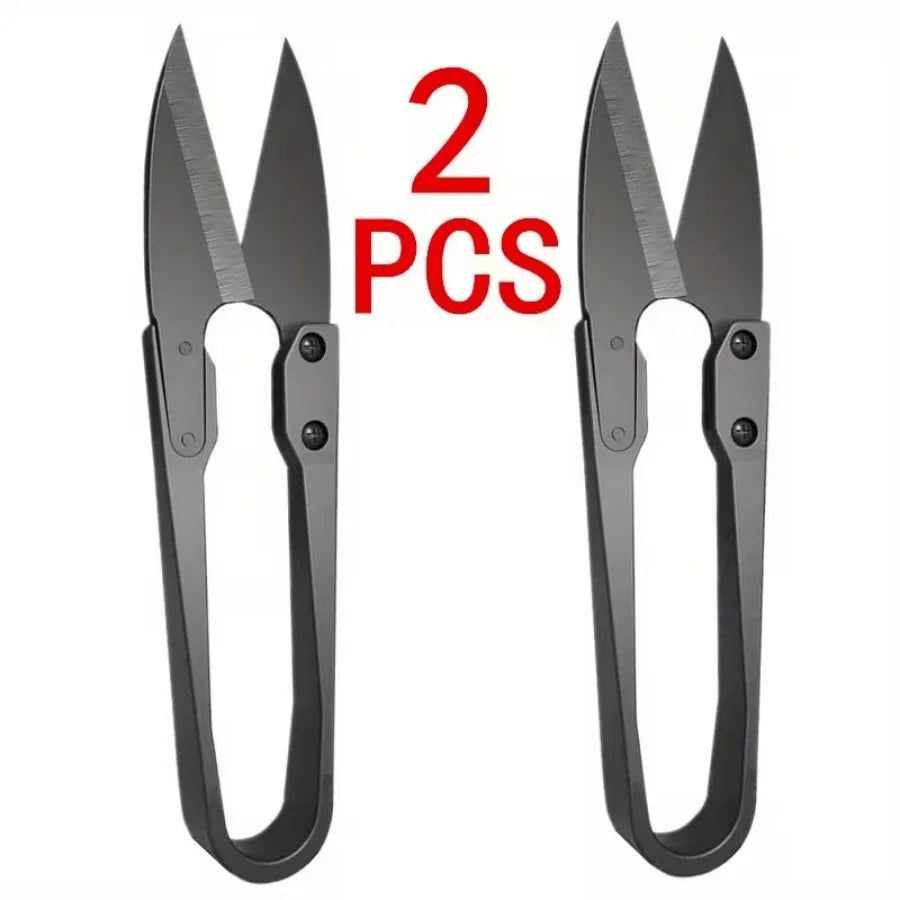 1/2 Piece U-shaped Scissors in Black, Portable Thread Cutting Scissors Suitable for Yarn, Embroidery, and Handicrafts