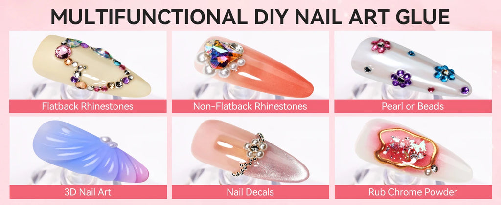 Nail Rhinestone Glue Set - for 3D Art Design Super Strong Adhesive