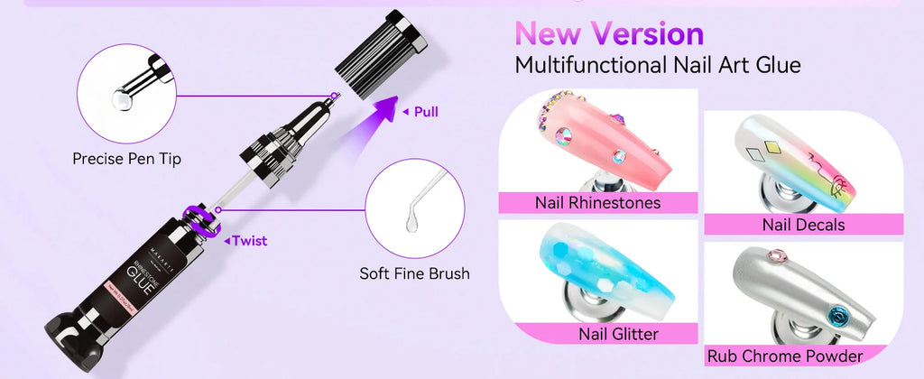 Nail Rhinestone Glue Set - for 3D Art Design Super Strong Adhesive