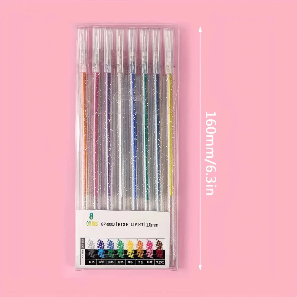 Glitter Gel Pens Set - 8 Pack ,Metallic Markers Kids Coloring