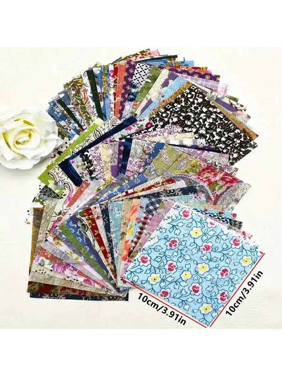 100PCS dark fabric tissue stitching patch process Quilted fabric patch sewing DIY process