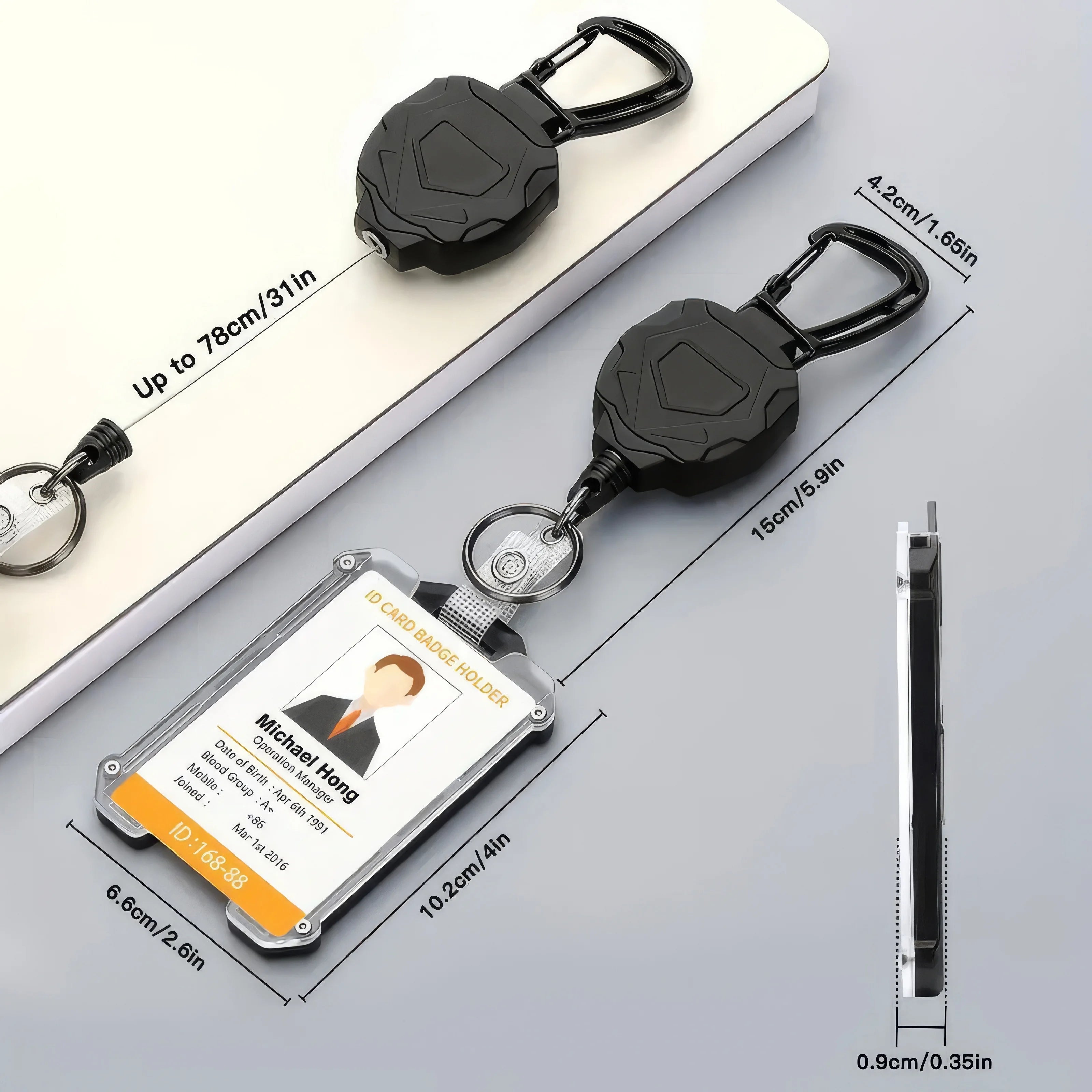 1 Keychain Badge Scroll, Hanging Rope with ID Card Clip, Buckle and Keychain