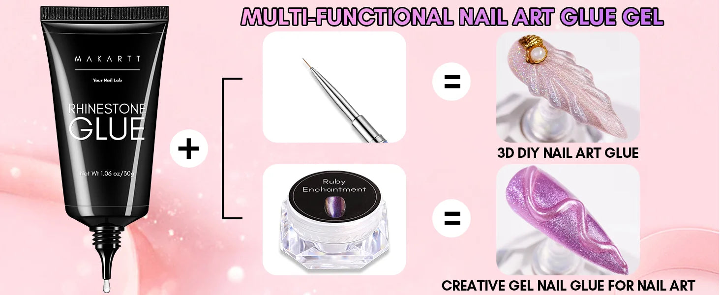 Nail Rhinestone Glue Set - for 3D Art Design Super Strong Adhesive