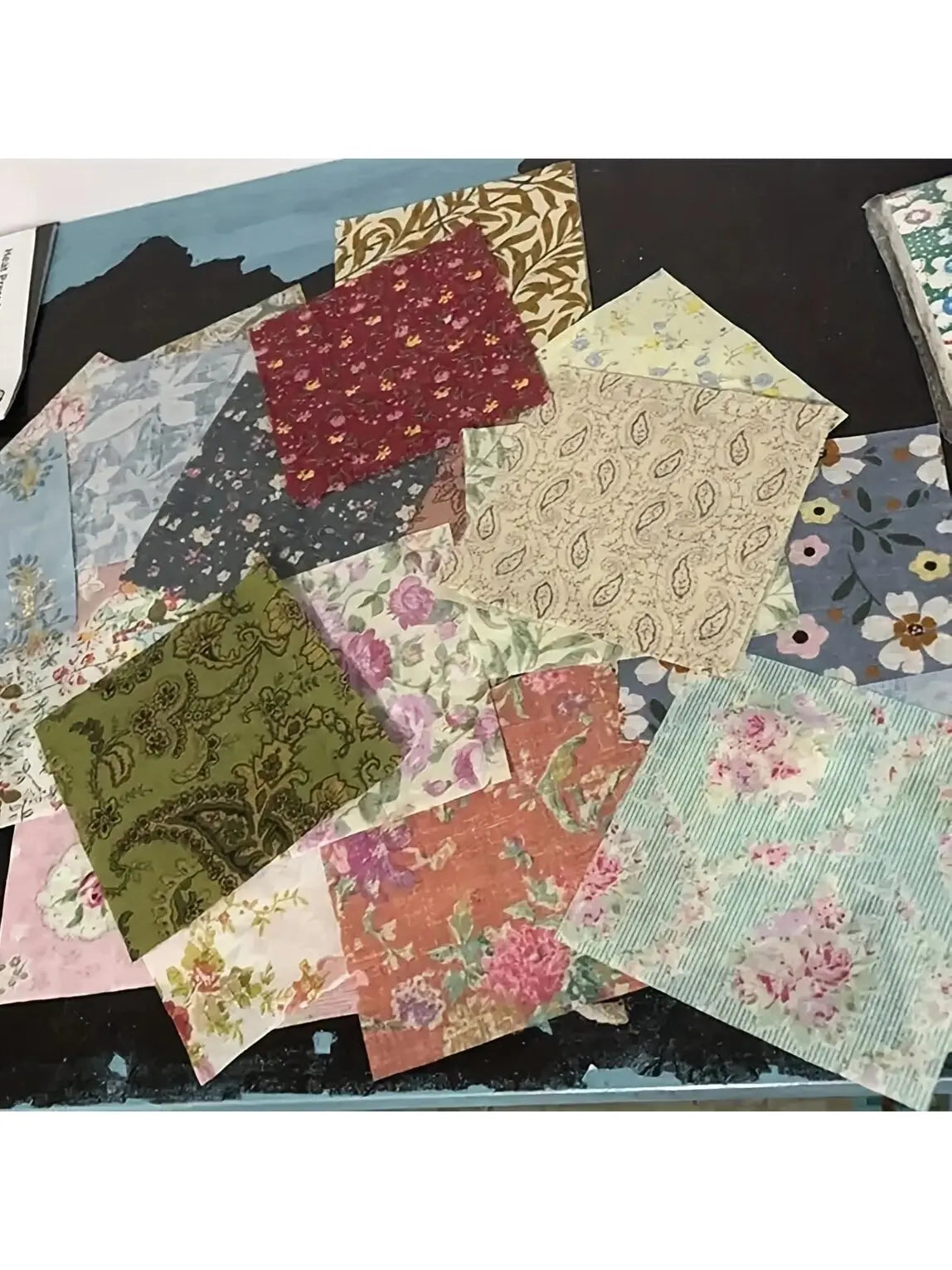 100PCS dark fabric tissue stitching patch process Quilted fabric patch sewing DIY process