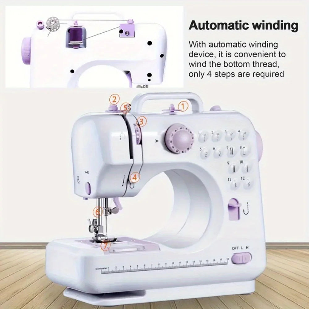 Electric Sewing Machine with Extension Table, Foot Pedal, Light, 12 Built-in Stitches and 2 Speeds