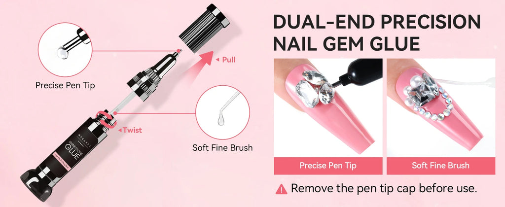 Nail Rhinestone Glue Set - for 3D Art Design Super Strong Adhesive