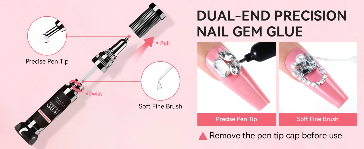 Nail Rhinestone Glue Set - for 3D Art Design Super Strong Adhesive