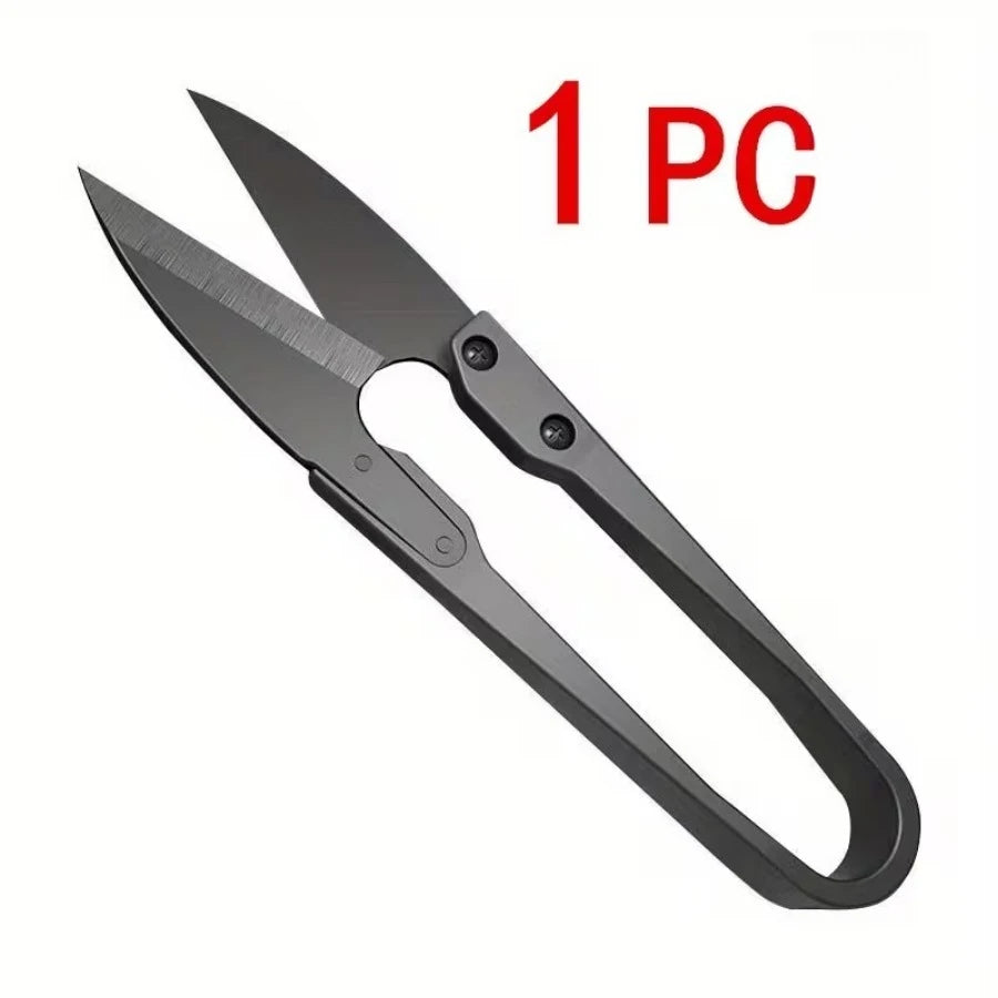 1/2 Piece U-shaped Scissors in Black, Portable Thread Cutting Scissors Suitable for Yarn, Embroidery, and Handicrafts