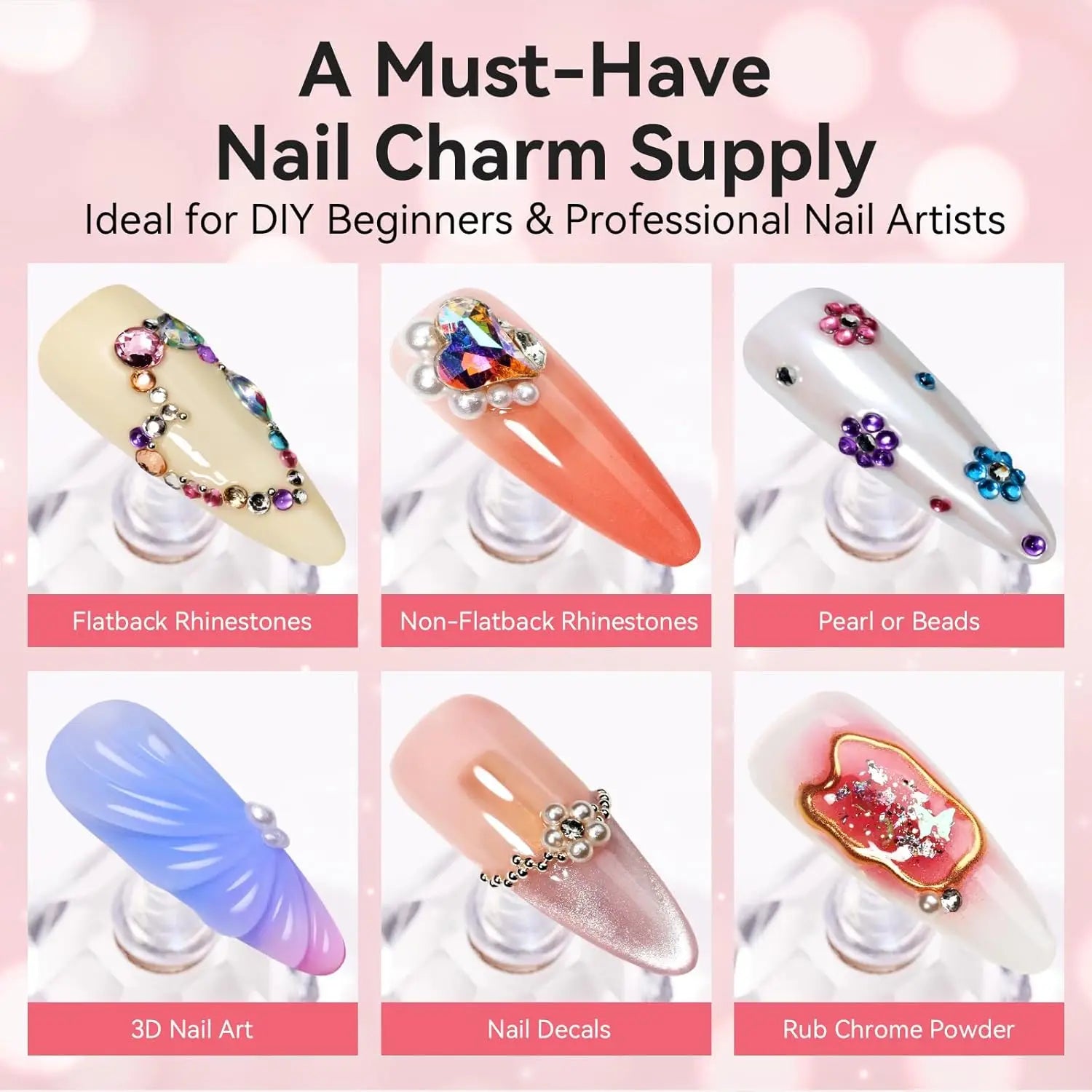 Nail Rhinestone Glue Set - for 3D Art Design Super Strong Adhesive