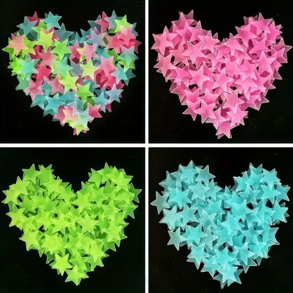 100 Luminous Star Stickers for Ceiling and Room Decoration, Home Art, and Easy To Hang Holiday Decorations