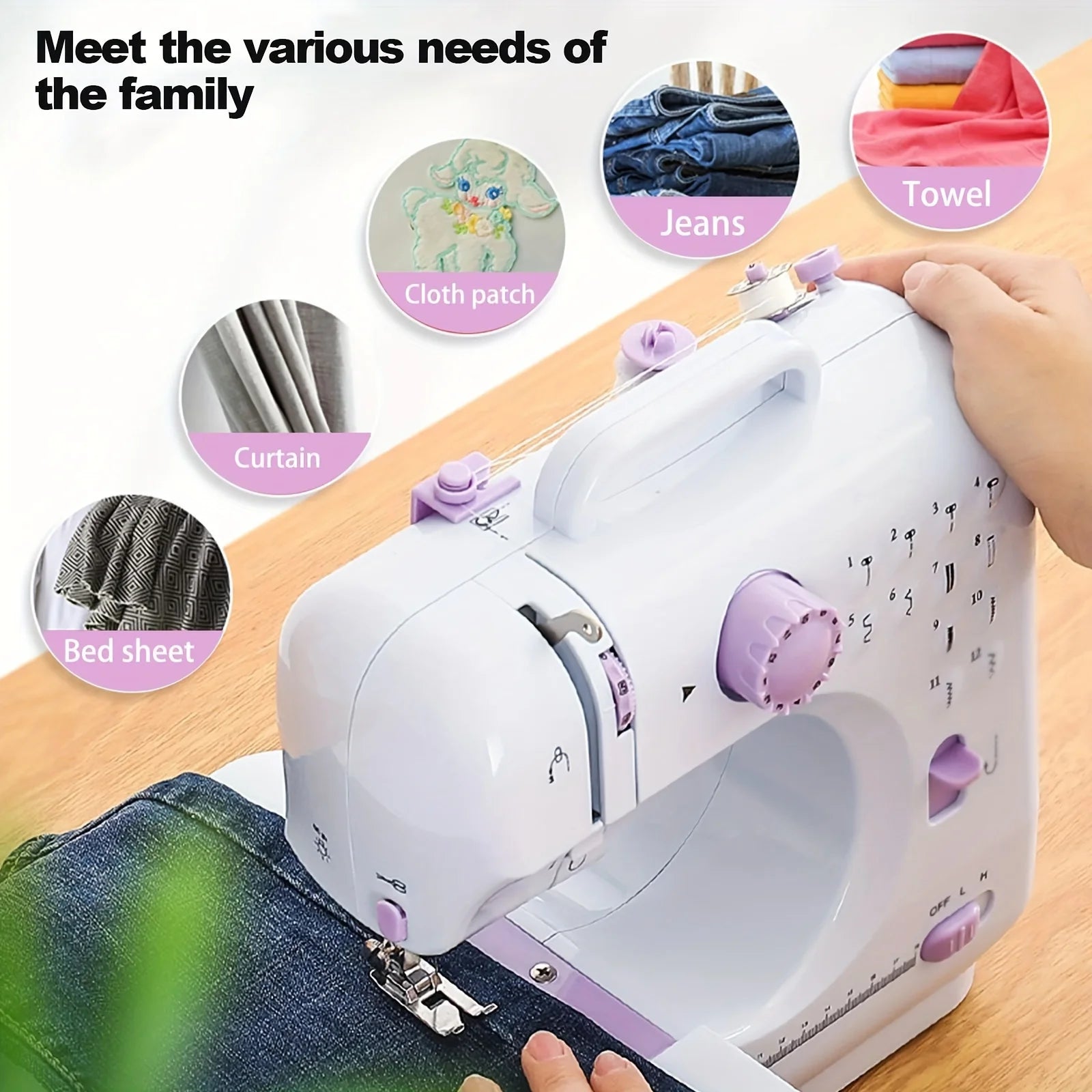 Electric Sewing Machine with Extension Table, Foot Pedal, Light, 12 Built-in Stitches and 2 Speeds