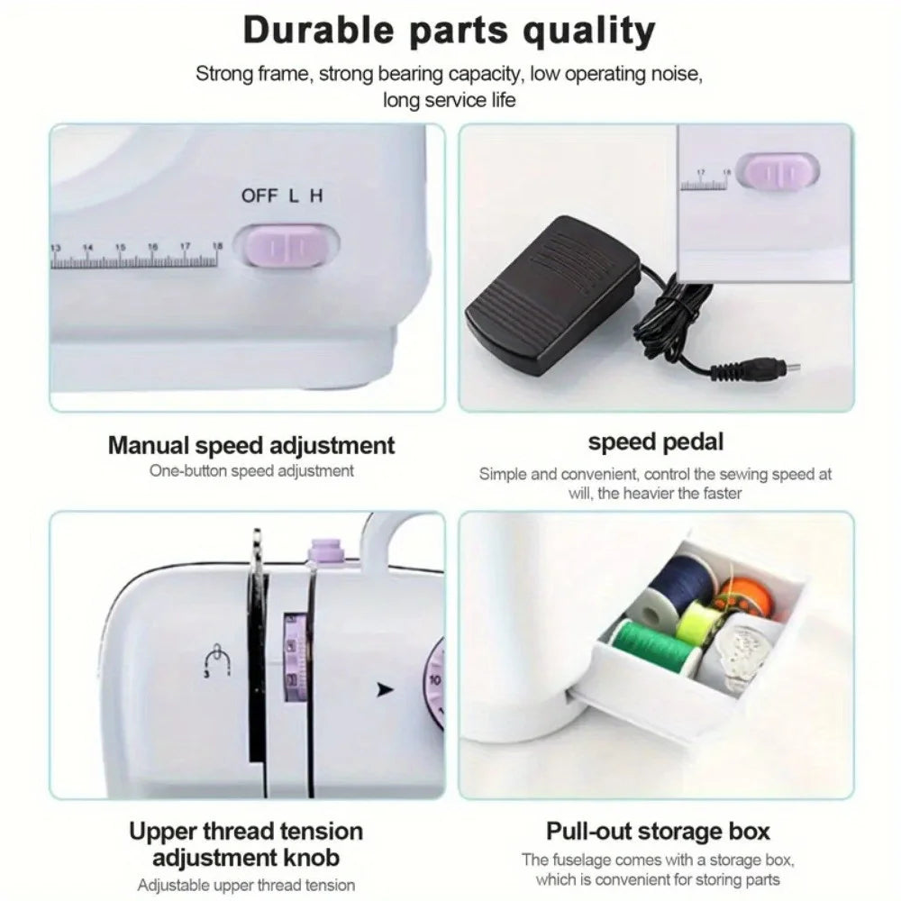 Electric Sewing Machine with Extension Table, Foot Pedal, Light, 12 Built-in Stitches and 2 Speeds