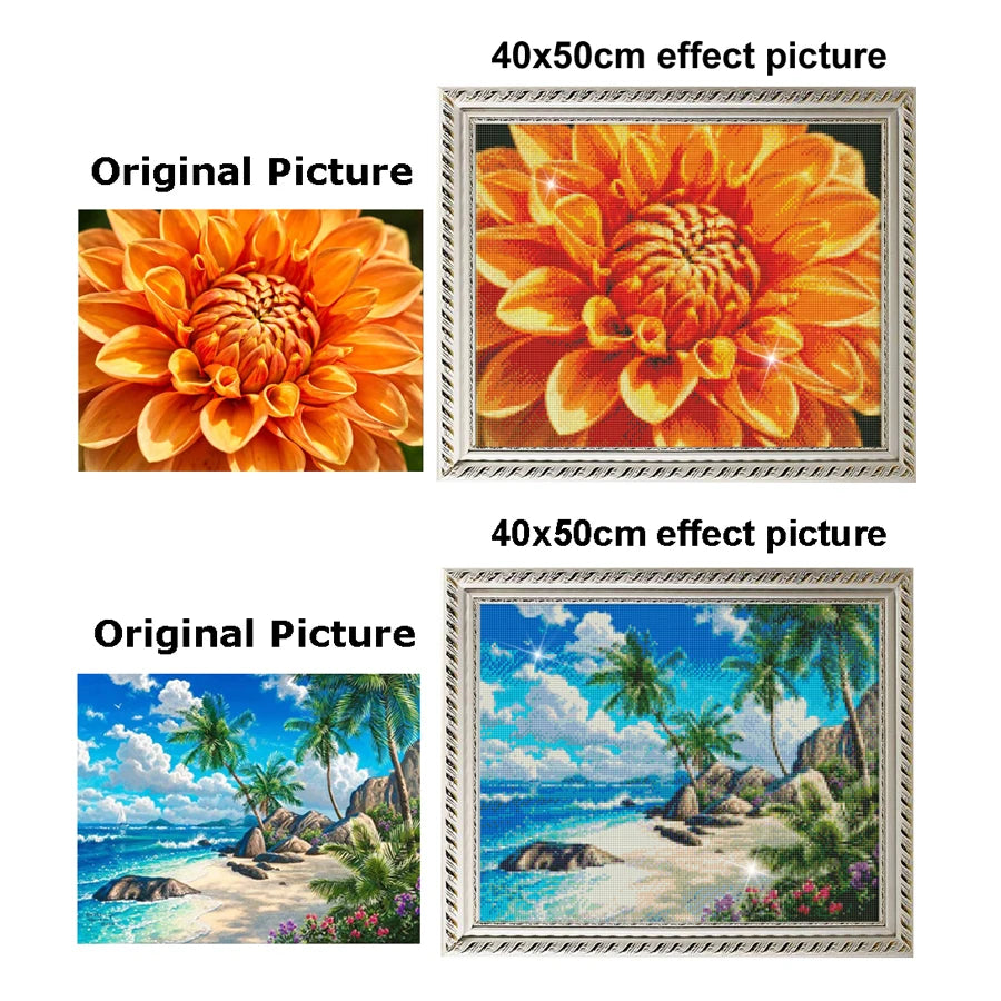 Sunset Village Scenery Large Size DIY Diamond Painting Tree of Life House 200x100cm