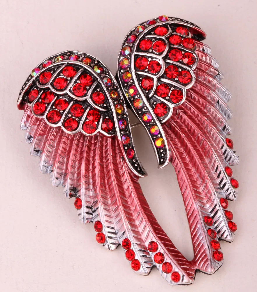 Angel Wings Brooch Pin Pendant Women Biker Jewelry Gifts for Mom Her Wife Girlfriend W Crystal Wholesale Dropshipping