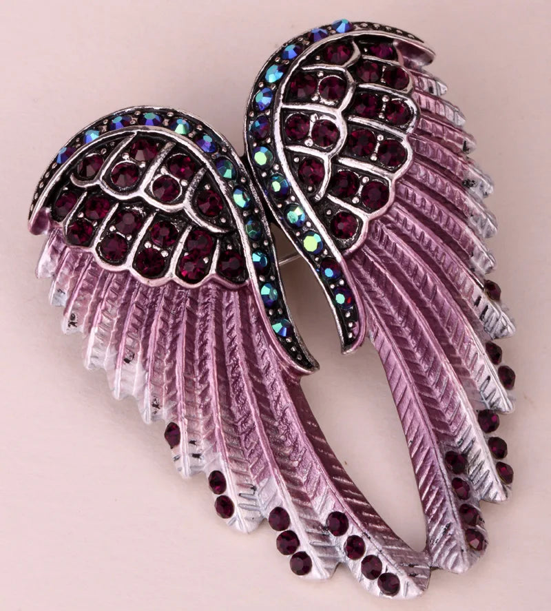 Angel Wings Brooch Pin Pendant Women Biker Jewelry Gifts for Mom Her Wife Girlfriend W Crystal Wholesale Dropshipping