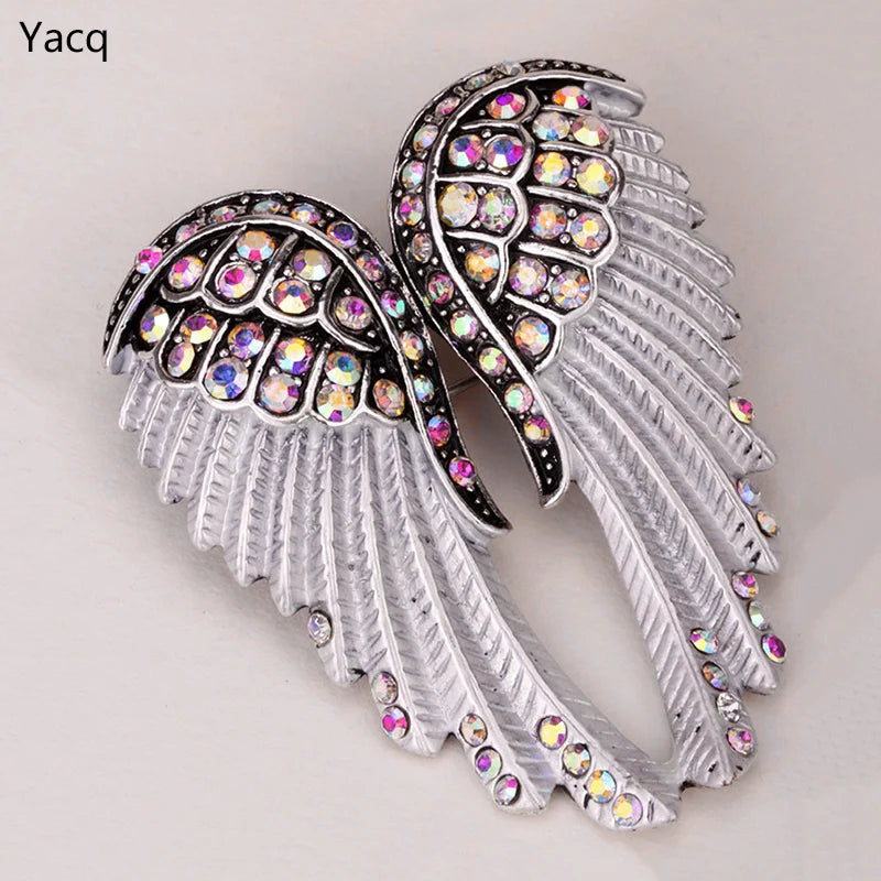 Angel Wings Brooch Pin Pendant Women Biker Jewelry Gifts for Mom Her Wife Girlfriend W Crystal Wholesale Dropshipping