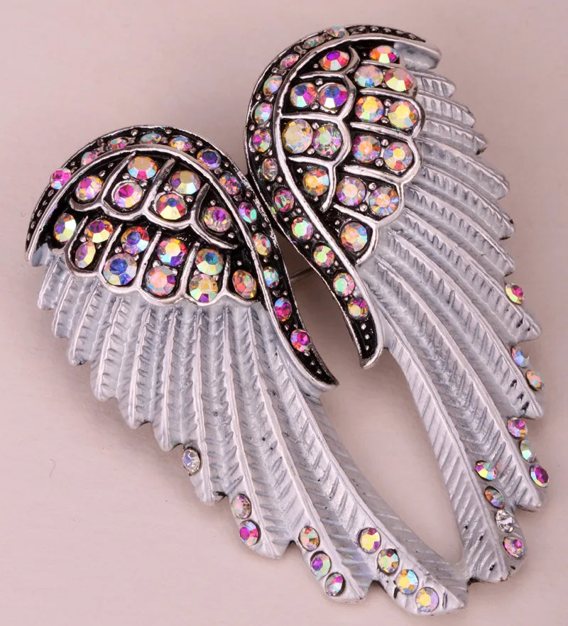 Angel Wings Brooch Pin Pendant Women Biker Jewelry Gifts for Mom Her Wife Girlfriend W Crystal Wholesale Dropshipping