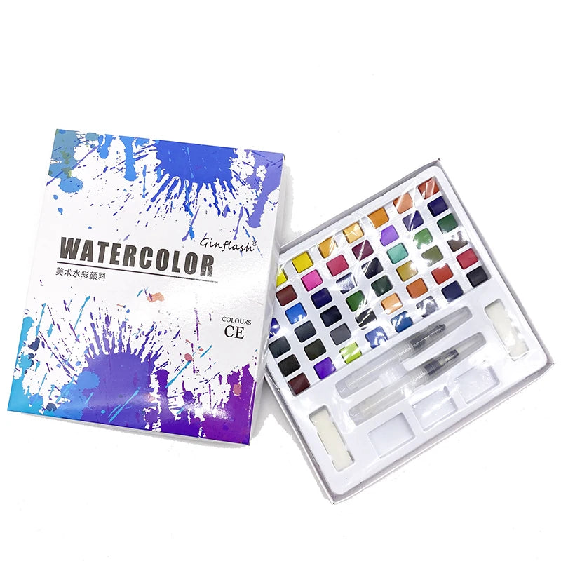 50/90 Color Solid Watercolor Paint Set , Metal Box