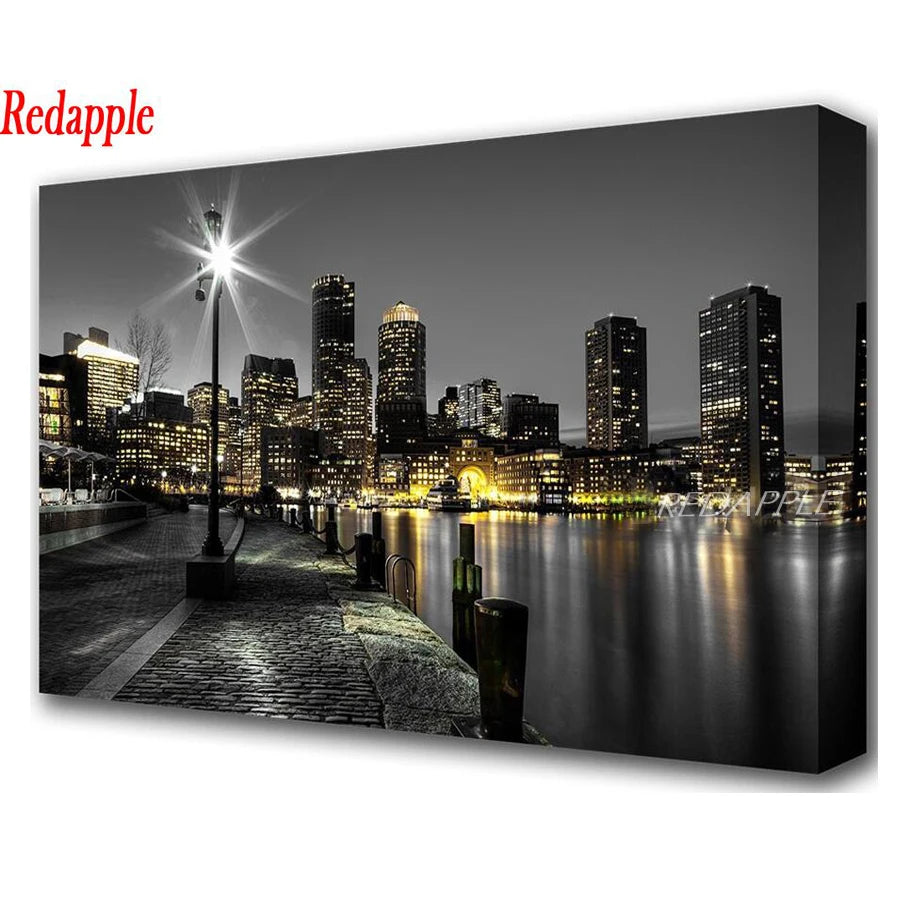 New York building night city DIY diamond embroidery diamond painting.