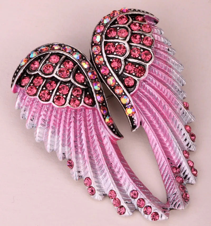 Angel Wings Brooch Pin Pendant Women Biker Jewelry Gifts for Mom Her Wife Girlfriend W Crystal Wholesale Dropshipping