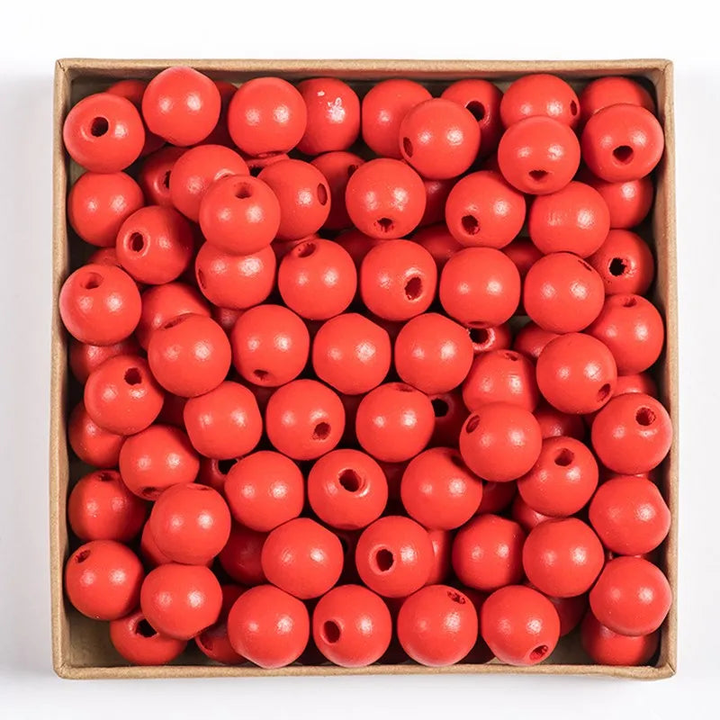 Wooden Beads Multi Colors Round Shaped DIY Craft Bracelet Necklaces Jewelry Accessories