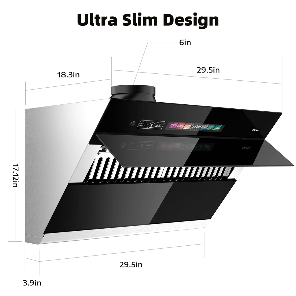 Range Hood 30/36 inch,  Side-Draft Design for Under Cabinet Modern