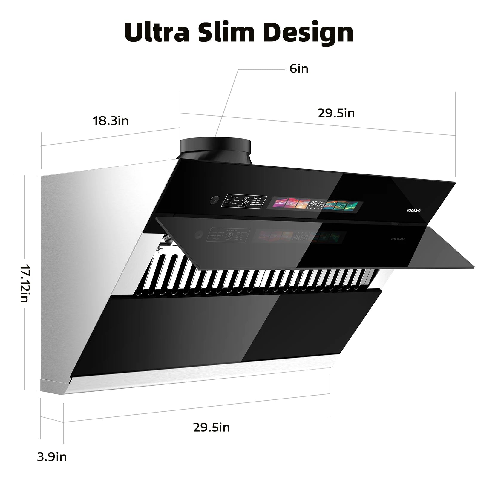 Range Hood 30/36 inch,  Side-Draft Design for Under Cabinet Modern