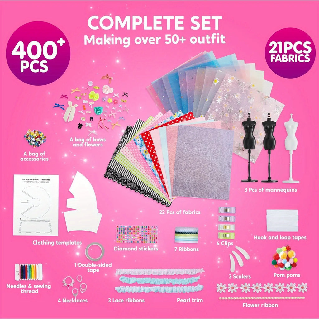 400+PCS Crafts for Kids Art and  DIY Sewing Kits, Birthday Gift