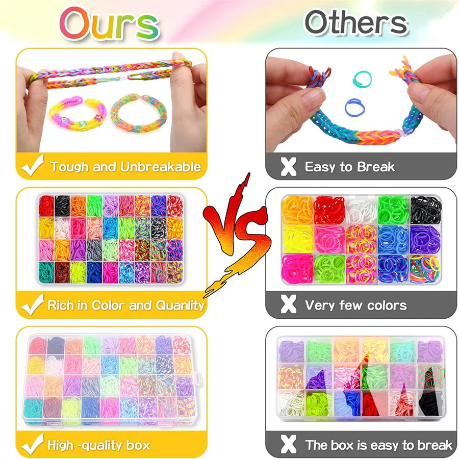 36 Colors Colorful Rubber Bands Looming Kit for DIY Refill Bracelet Making Craft Kits, Larg