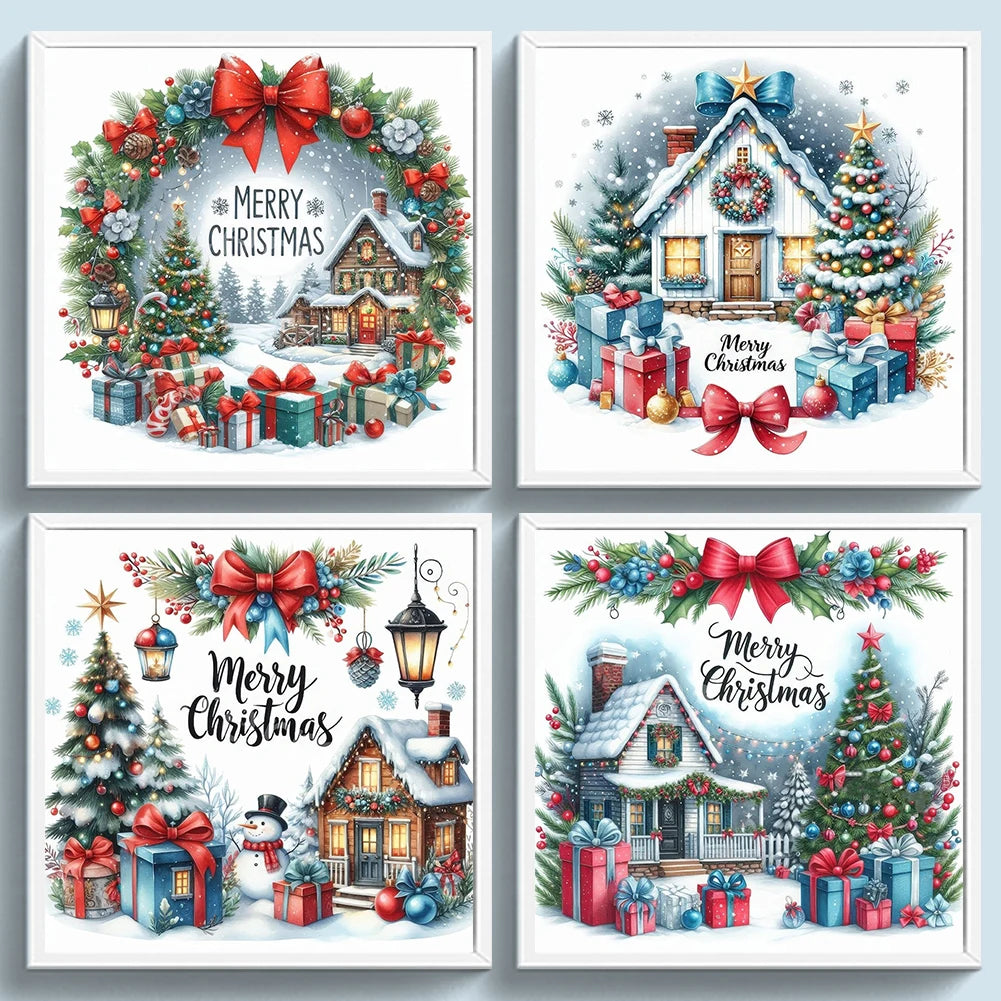 Full Embroidery Eco-cotton Thread 14CT Counted Christmas House