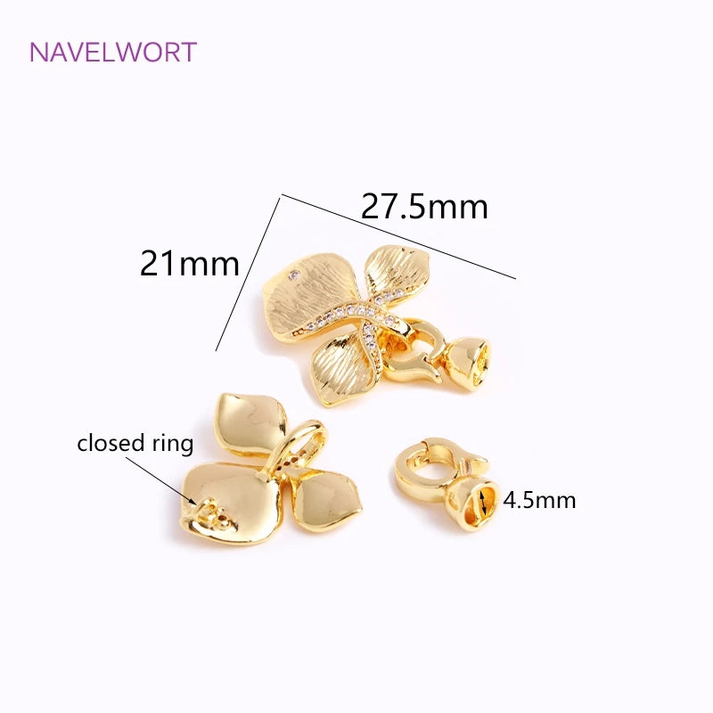 DIY Jewelry Accessories Inlaid Zircon Pearl Clasps Connectors 18K Gold Plated Pearl Clasps Fastener For Necklace Making Findings