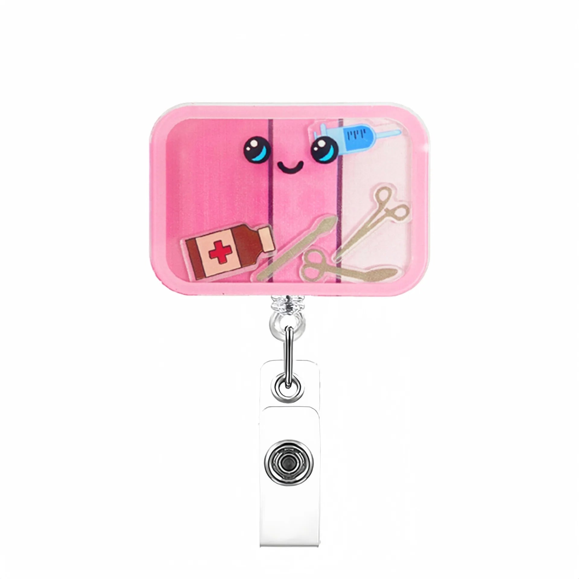 Cartoon Medical Supplies Badge Reel Funny Retractable ID Badge Clip with Rotating Alligator Clip for Nurse Gift
