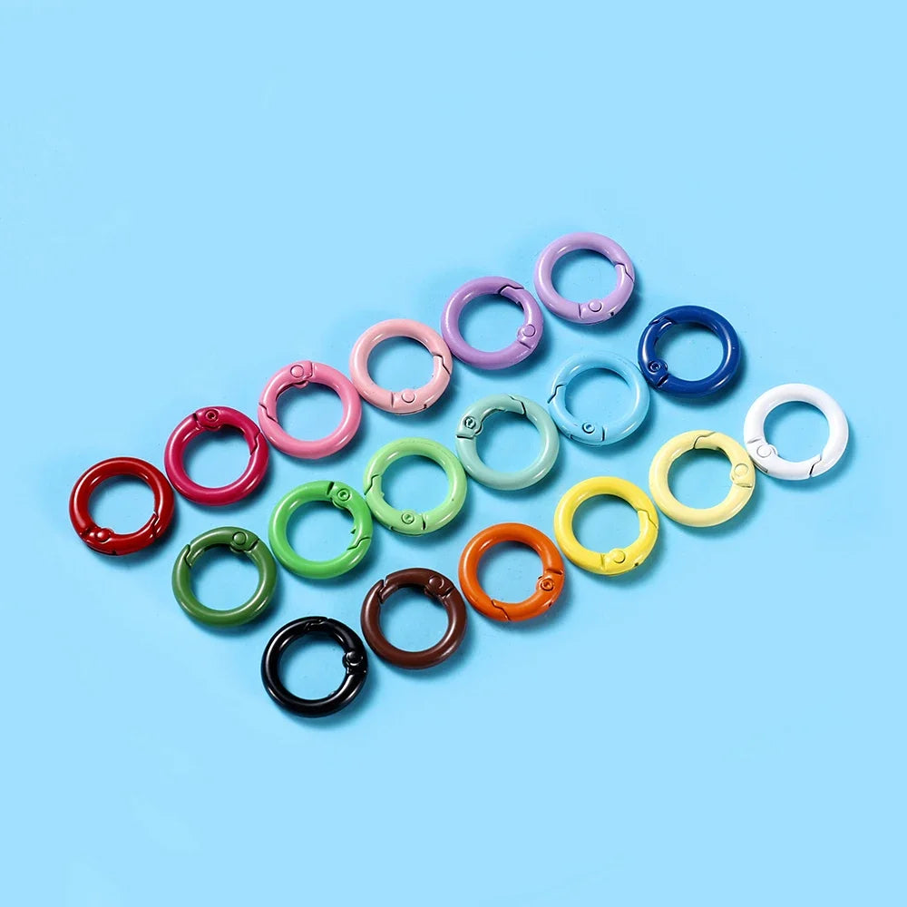5Pcs/Lot 21 Colors Metal O Ring Spring Clasp Openable Round Carabiner Keychain Clips Hook