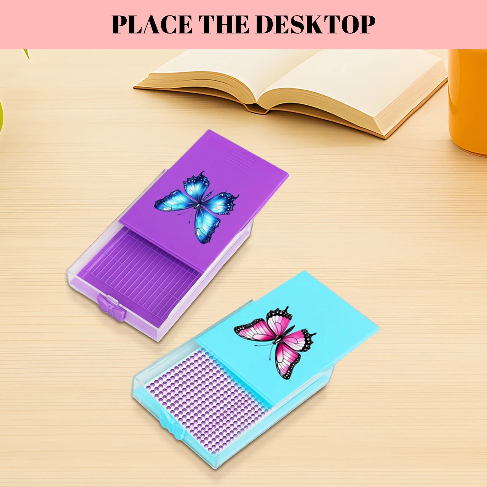 4pc Diamond Painting Tool Tray with Lids,Brush and Spoon 5D DIY Drills Plate