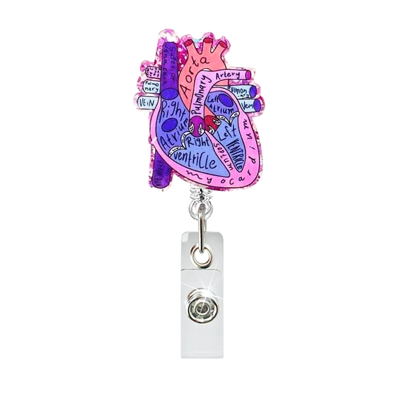 Creative Acrylic Heart Lung Brain Kidney Uterus Intestine Pattern Badge Reel Retractable