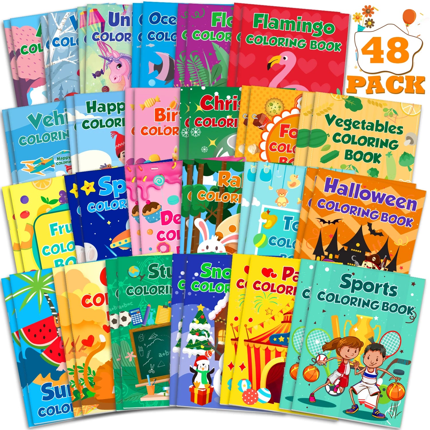 48 Pack Small Coloring Books for Kids Ages 4-8, 8-12, Bulk Coloring Books for Kids, Kids Birthday Party Gifts Classroom
