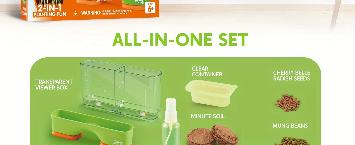 2 in 1 Root Viewer Planting Science Kit for Kids Aged 6+  Learning Gifts, Soil Hydro Observation