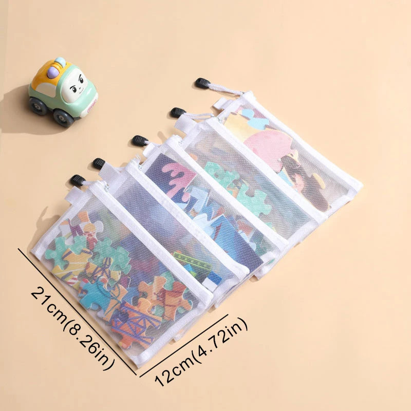Mesh Zipper Pouch Clear Document Bag Toy storage bag small toy