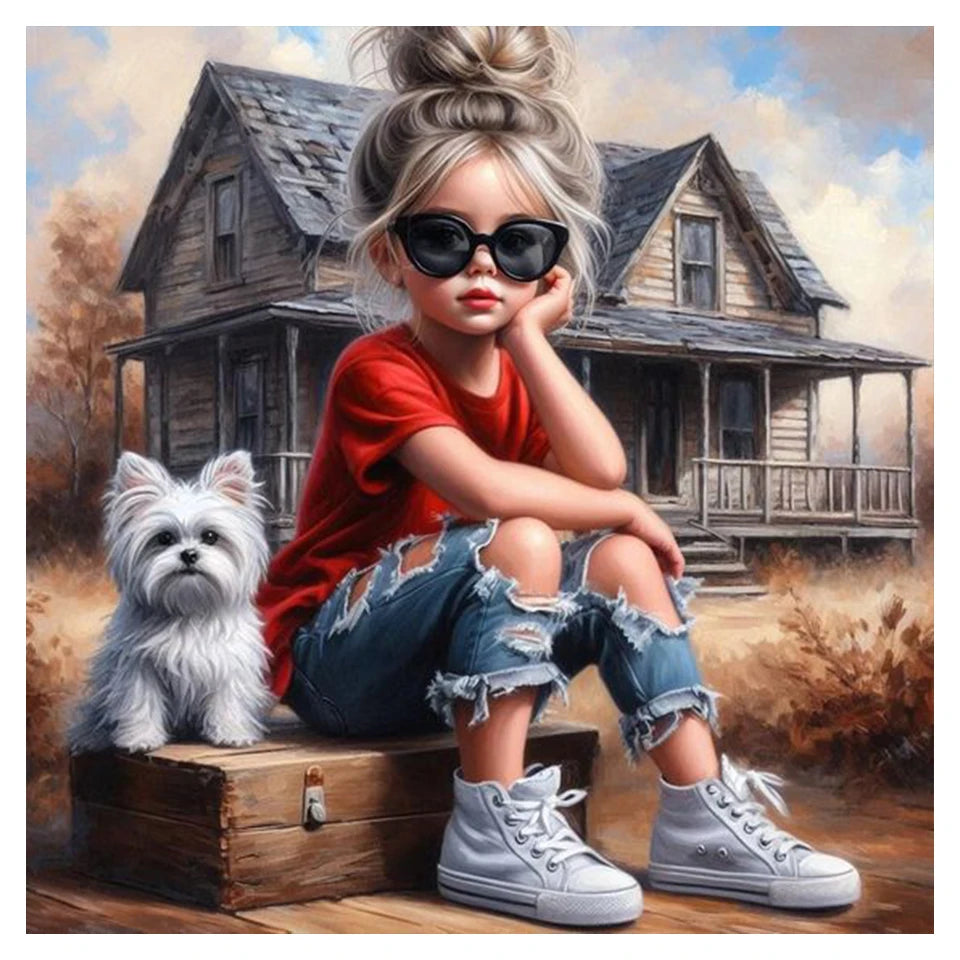 Cool Girl 5D DIY Diamond Painting Full Diamond Mosaic Embroidery Steampunk Girl Cross Stitch Kits Set Art