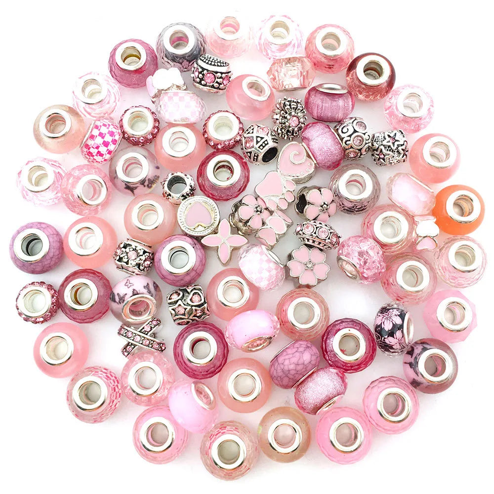 80 Pcs Large Hole Assorted Purple Resin Imitation Glass Beadsfor DIY Jewelry Making,
